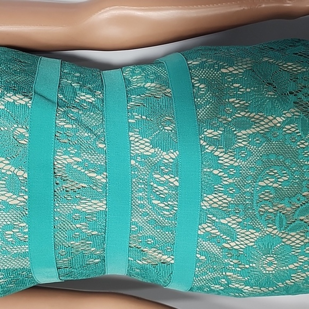 Adrianna Papell Cap Sleeve Lace-Like Overlay Sheath Dress Green & beige Size 4 S - Picture 4 of 11